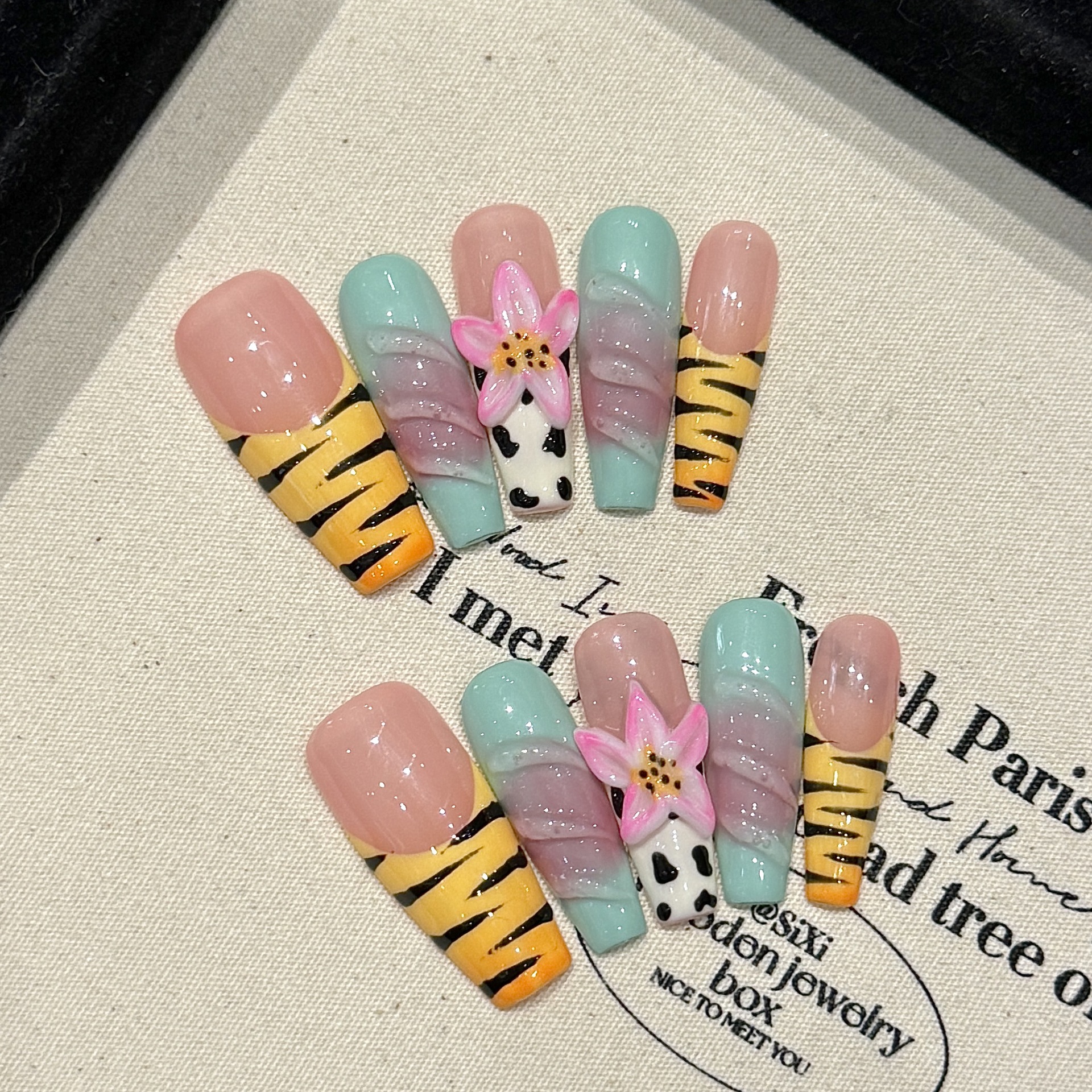 Nail Art Design - 10pcs Pure Hand Pressed Coffin Nail