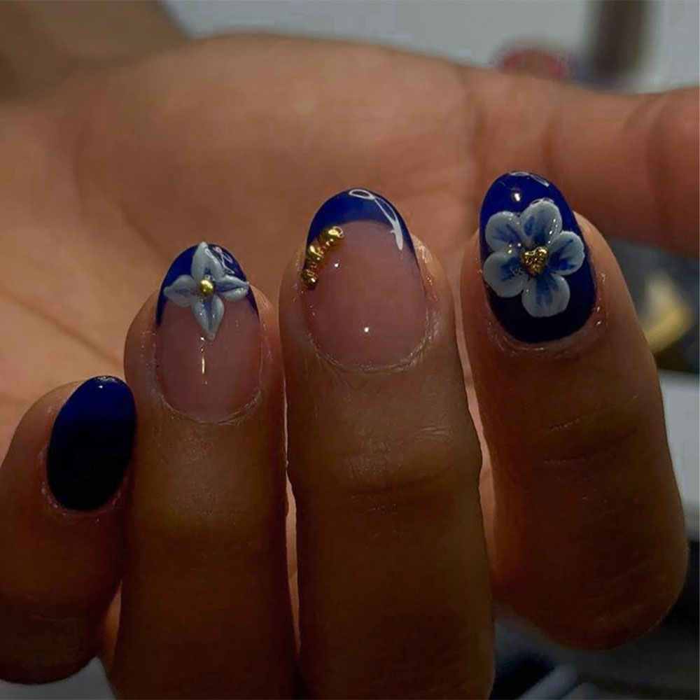 Nail Art Design - 24pcs Short Oval 3D Gel Nail