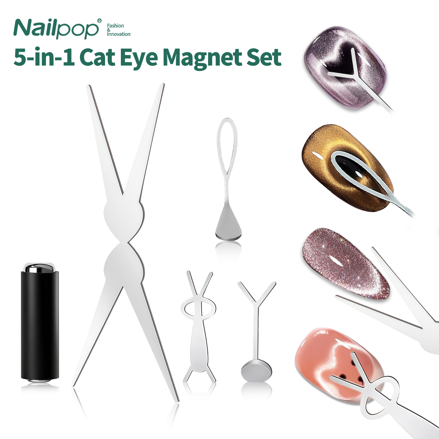 Nail Art Full Color - Nailpop Cat Eye Magnet Kit Silver