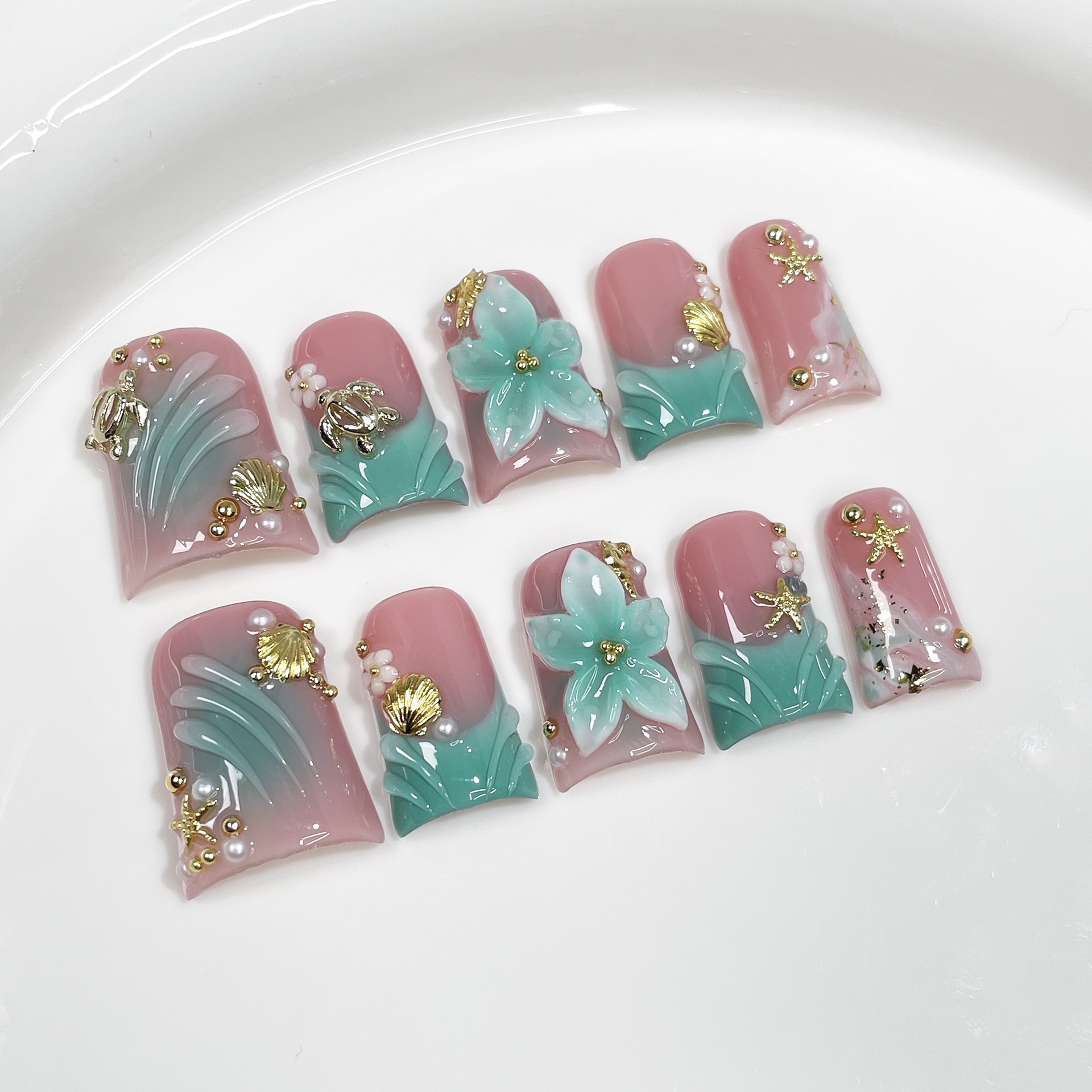 Nail Art Design - 10pcs Ocean Style Fake Nails Duck
