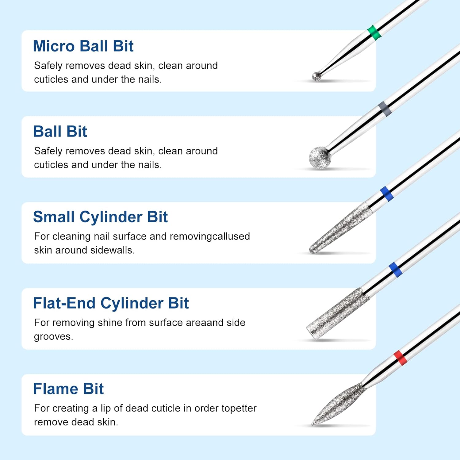 10Pcs Professional Nail Drill  - Nail Art Full Color ulasan dan harga