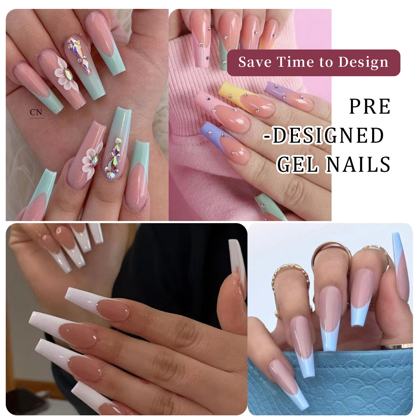 288Pcs Colorful French Tips Fa - Nail Art Full Color ulasan dan harga