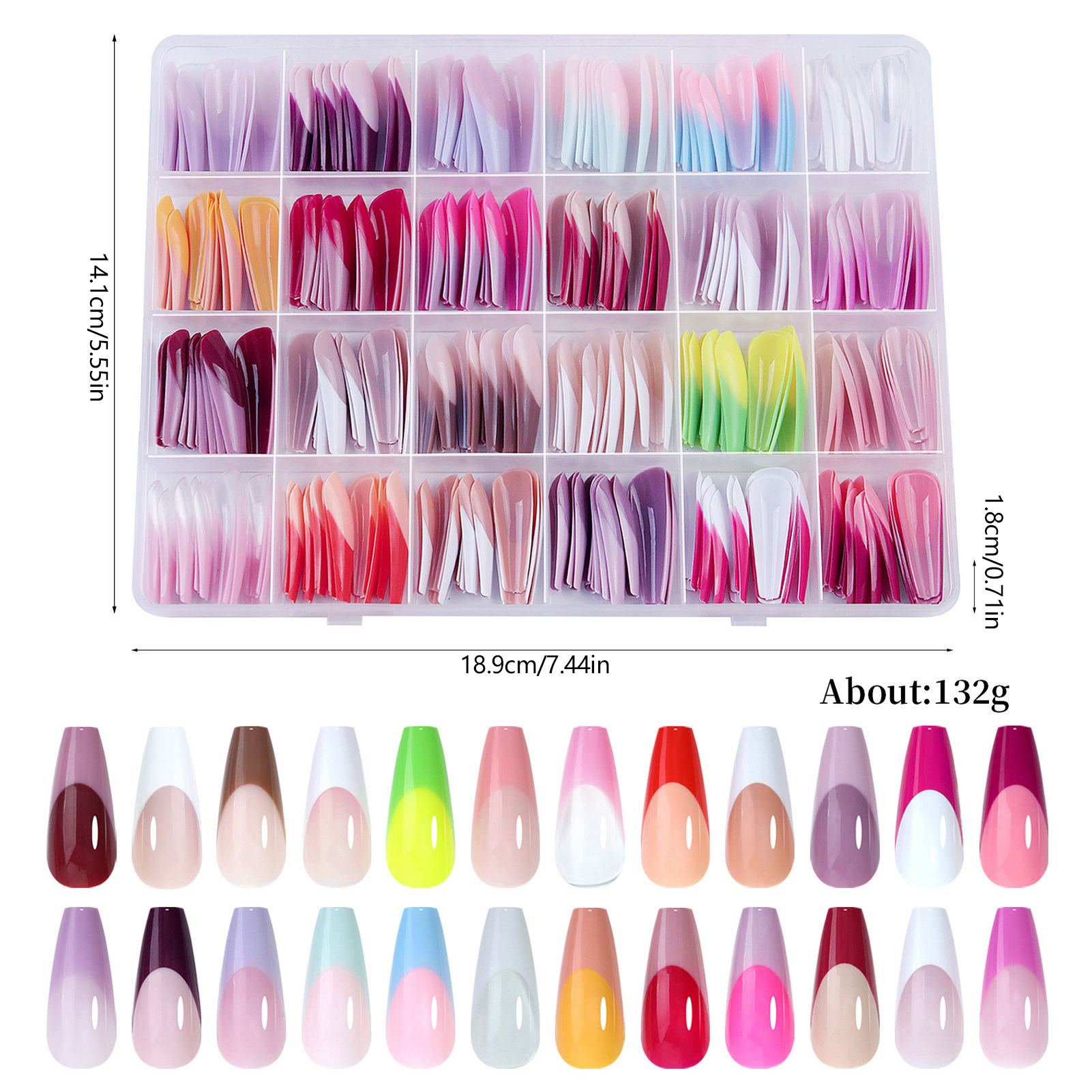 288Pcs Colorful French Tips Fa - Nail Art Full Color ulasan dan harga
