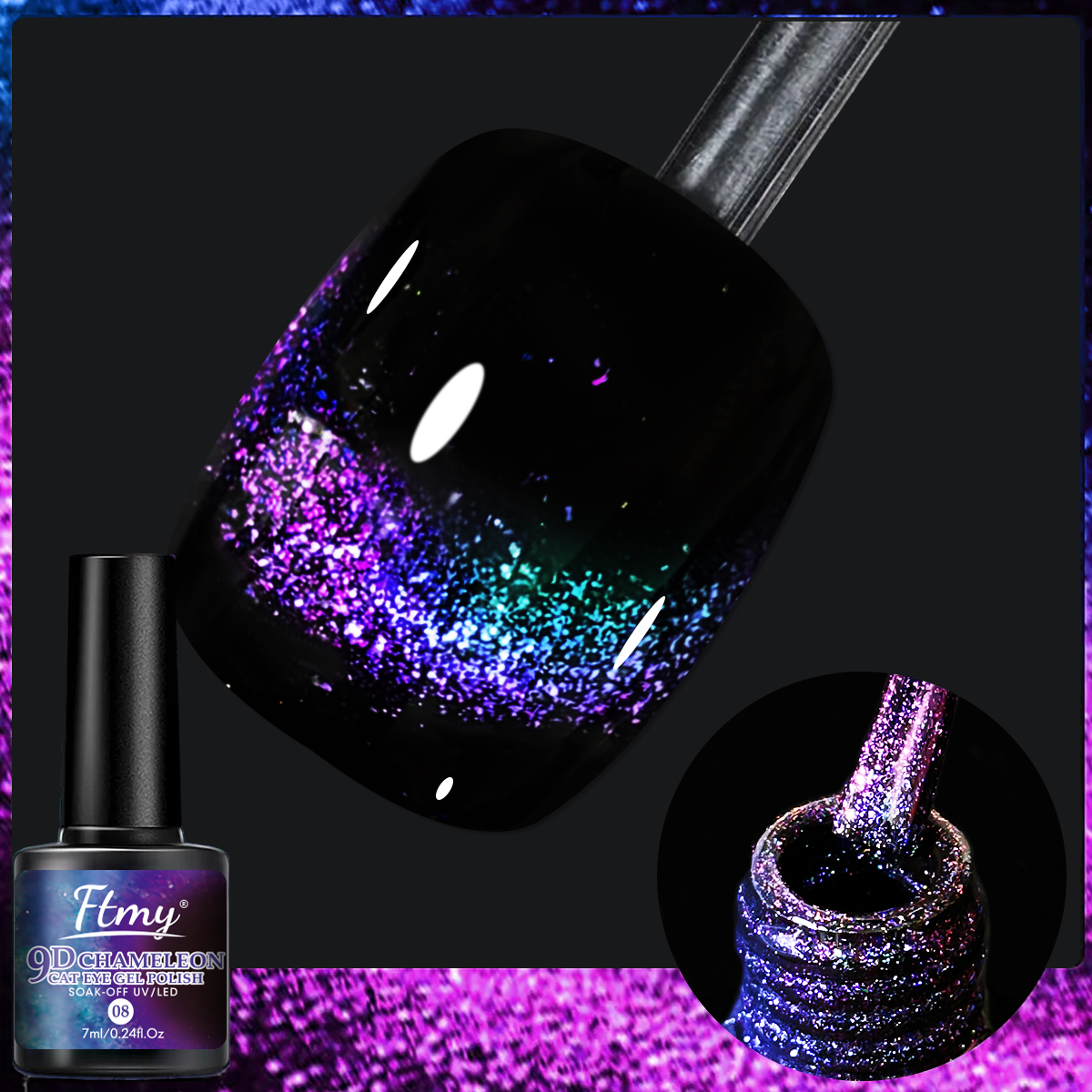 7ml Rainbow Magnetic Nail Gel, - Nail Art Rainbow ulasan dan harga