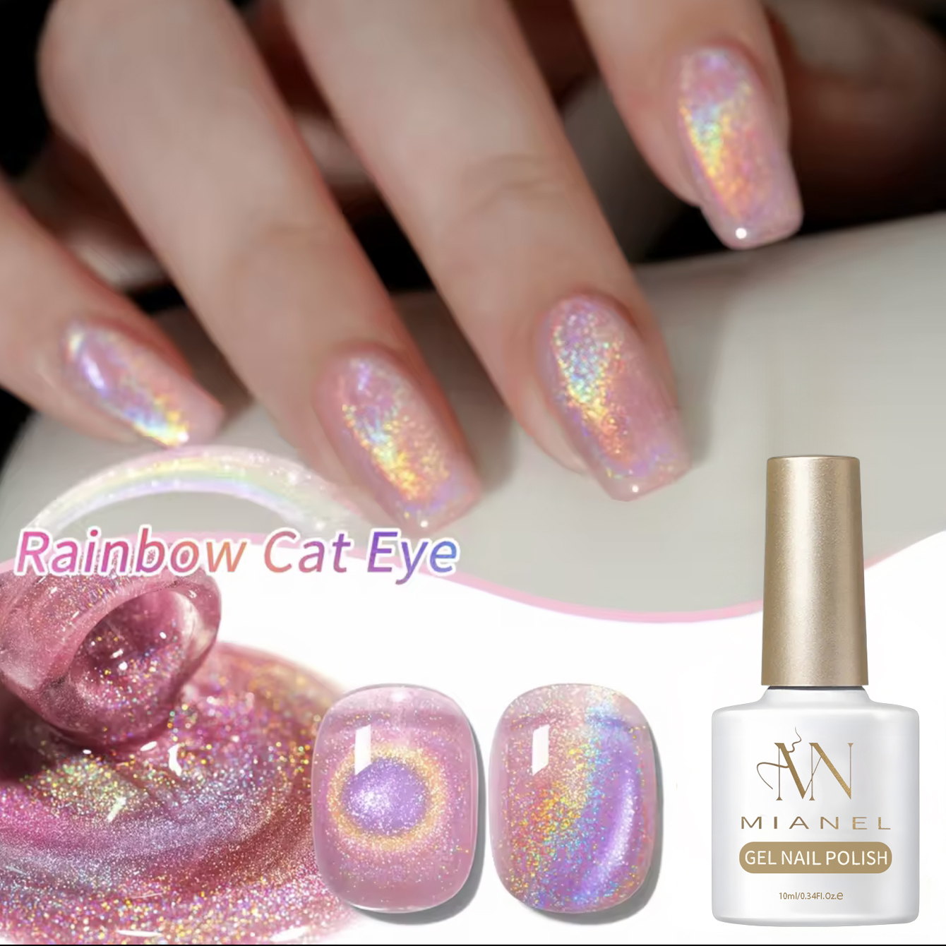 1-10pcs 10ml Pink Rainbow Magn - Nail Art Rainbow ulasan dan harga