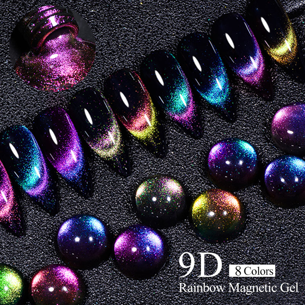 10pcs 8ml 9D Rainbow Cat Magne - Nail Art Rainbow ulasan dan harga