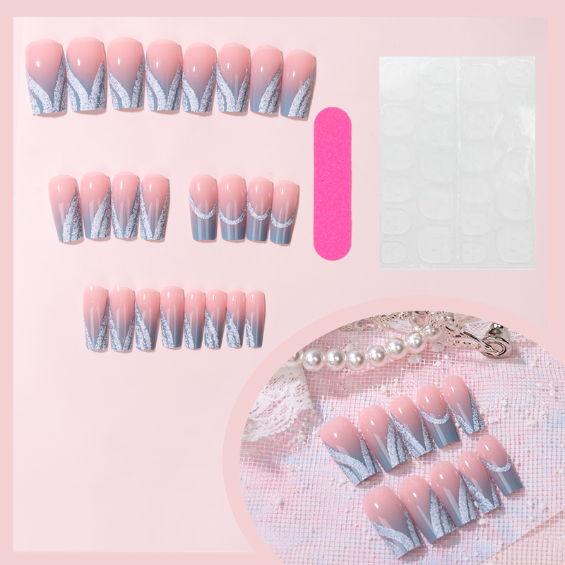 24PCS French Minimalist Stripe - Nail Art Design ulasan dan harga