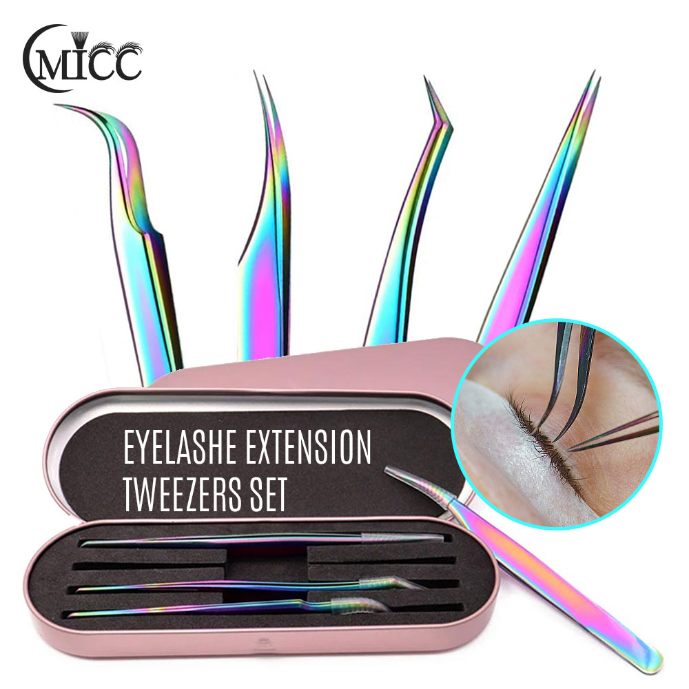 4Pcs Rainbow Eyelashes Tweezer - Nail Art Rainbow ulasan dan harga