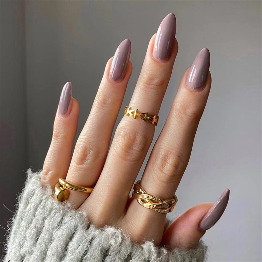 24Pcs/Set Medium Long Solid Co - Nail Art Full Color ulasan dan harga