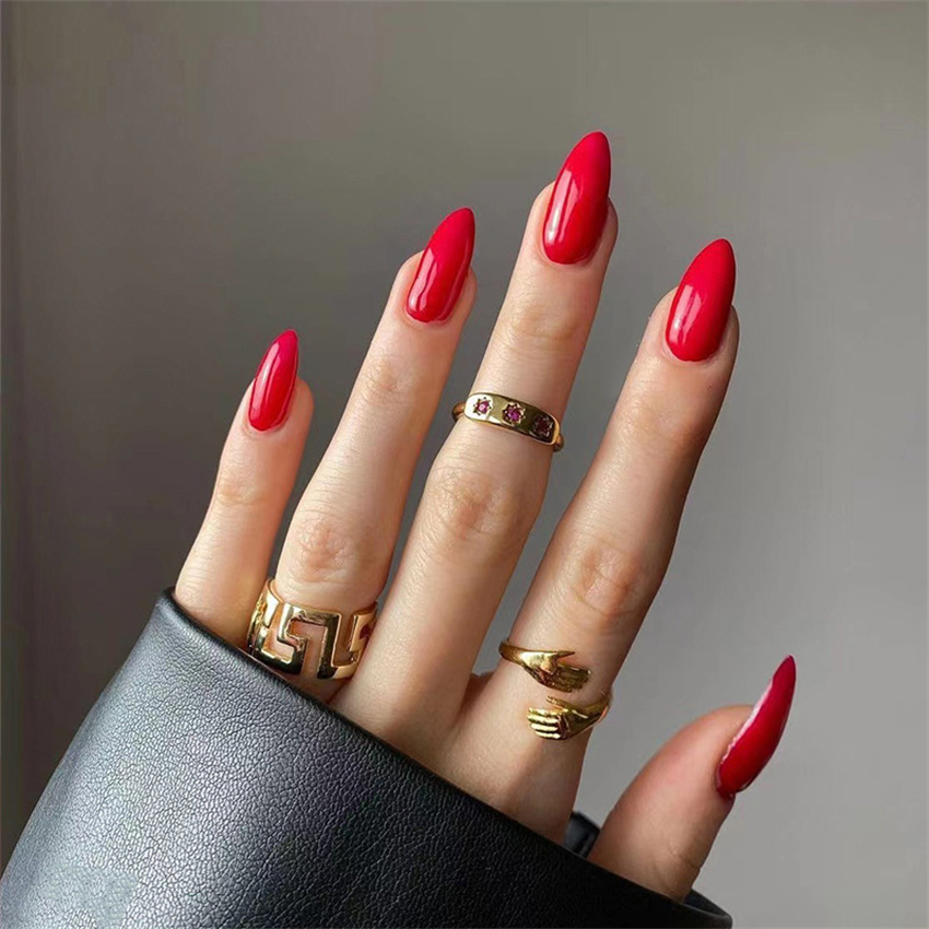 24Pcs/Set Medium Long Solid Co - Nail Art Full Color ulasan dan harga