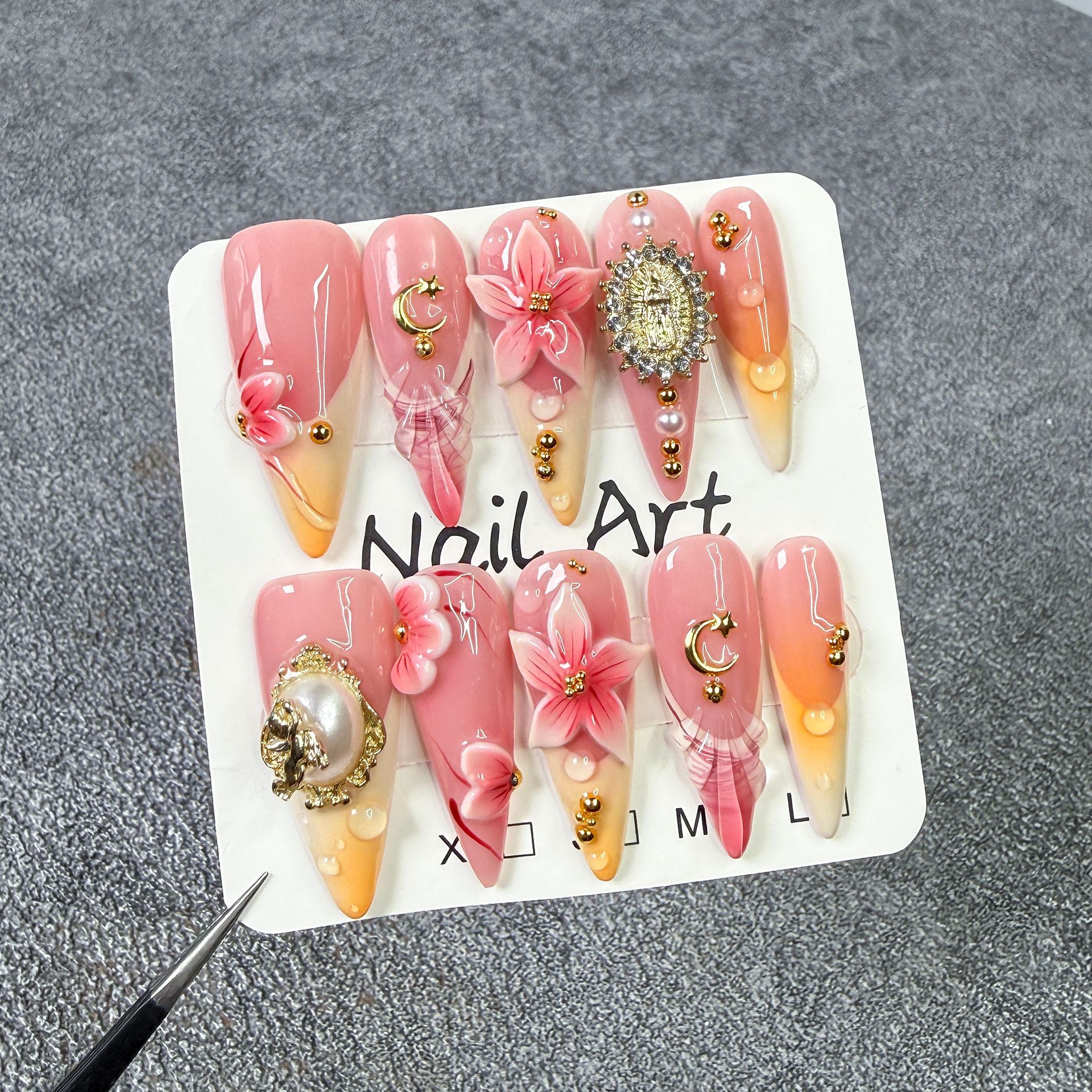10Pcs Retro Long Stiletto Fake - Nail Art Design ulasan dan harga
