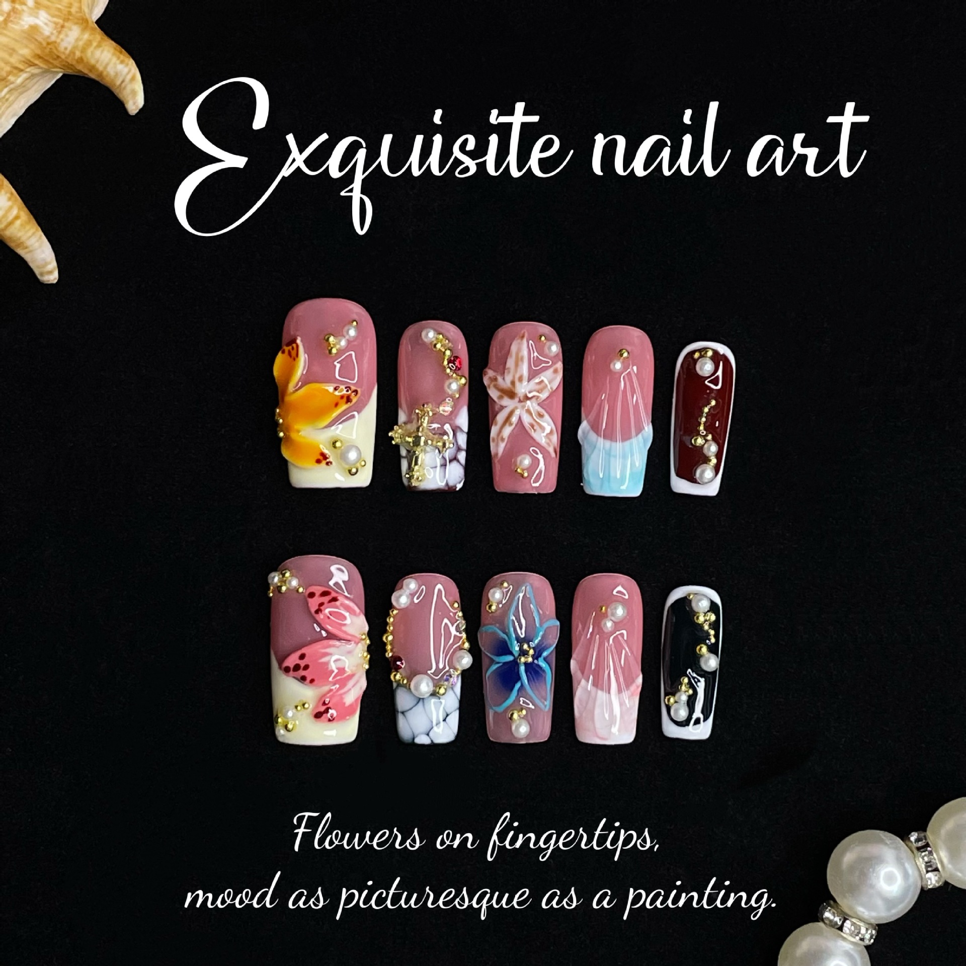 10Pcs French Ballet Handmade R - Nail Art Design ulasan dan harga