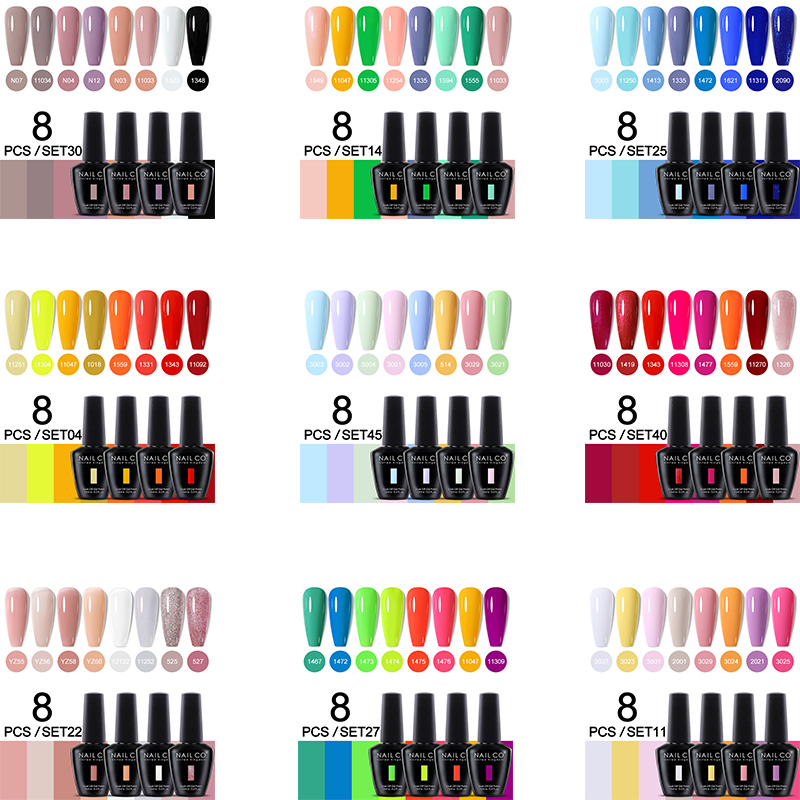 NAILCO 8Pcs/Set 15ML Gel DIY N - Nail Art Full Color ulasan dan harga
