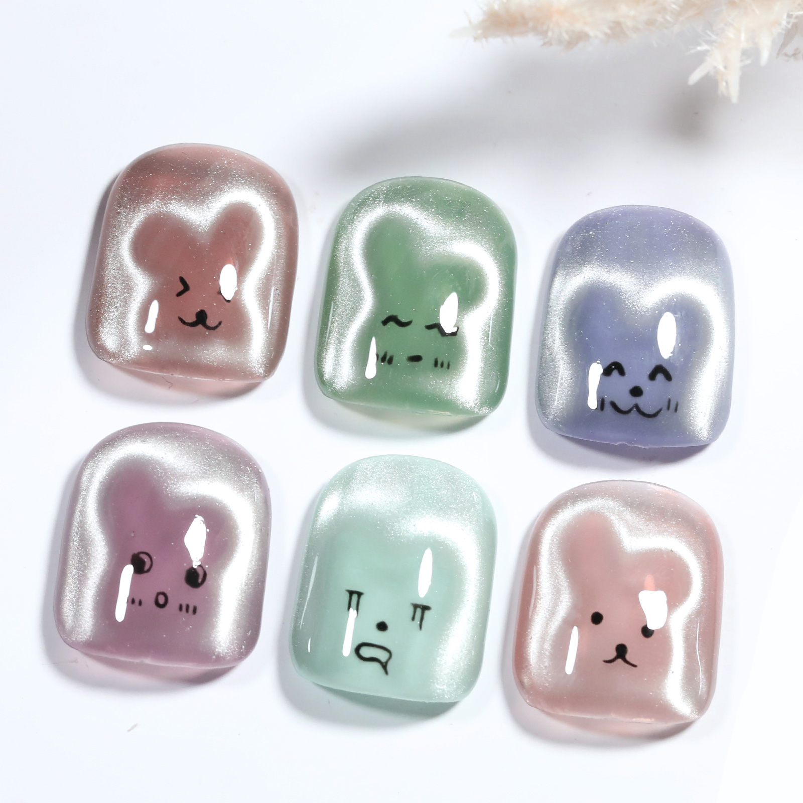 1/2/4pcs Rabbit Bear Heart Sha - Nail Art Full Color ulasan dan harga
