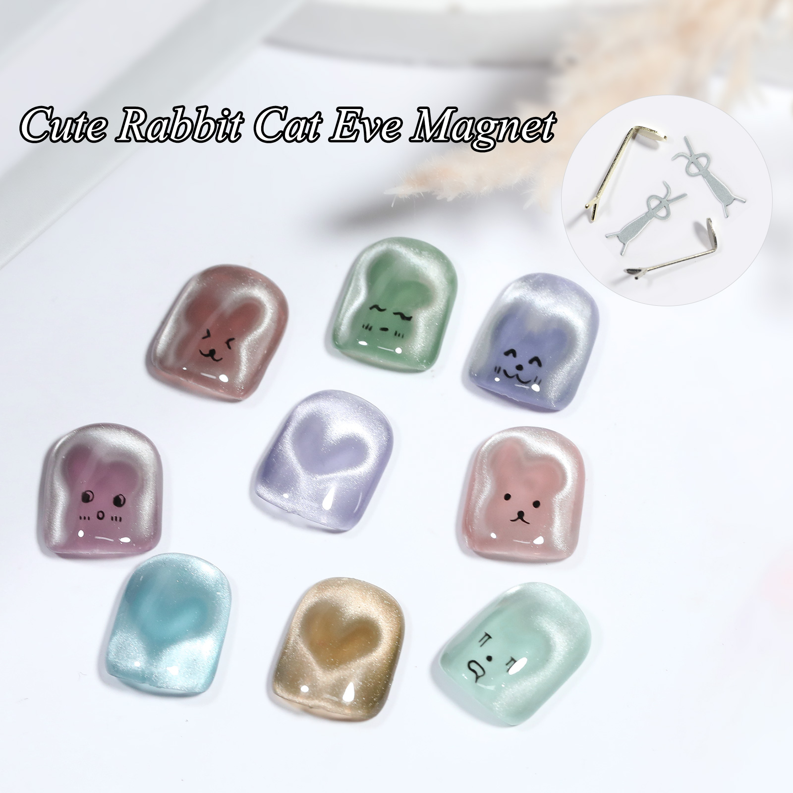 1/2/4pcs Rabbit Bear Heart Sha - Nail Art Full Color ulasan dan harga