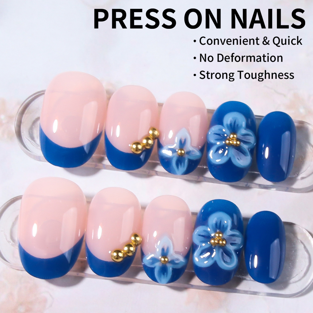 24pcs Short Oval 3D Gel Nail S - Nail Art Design ulasan dan harga