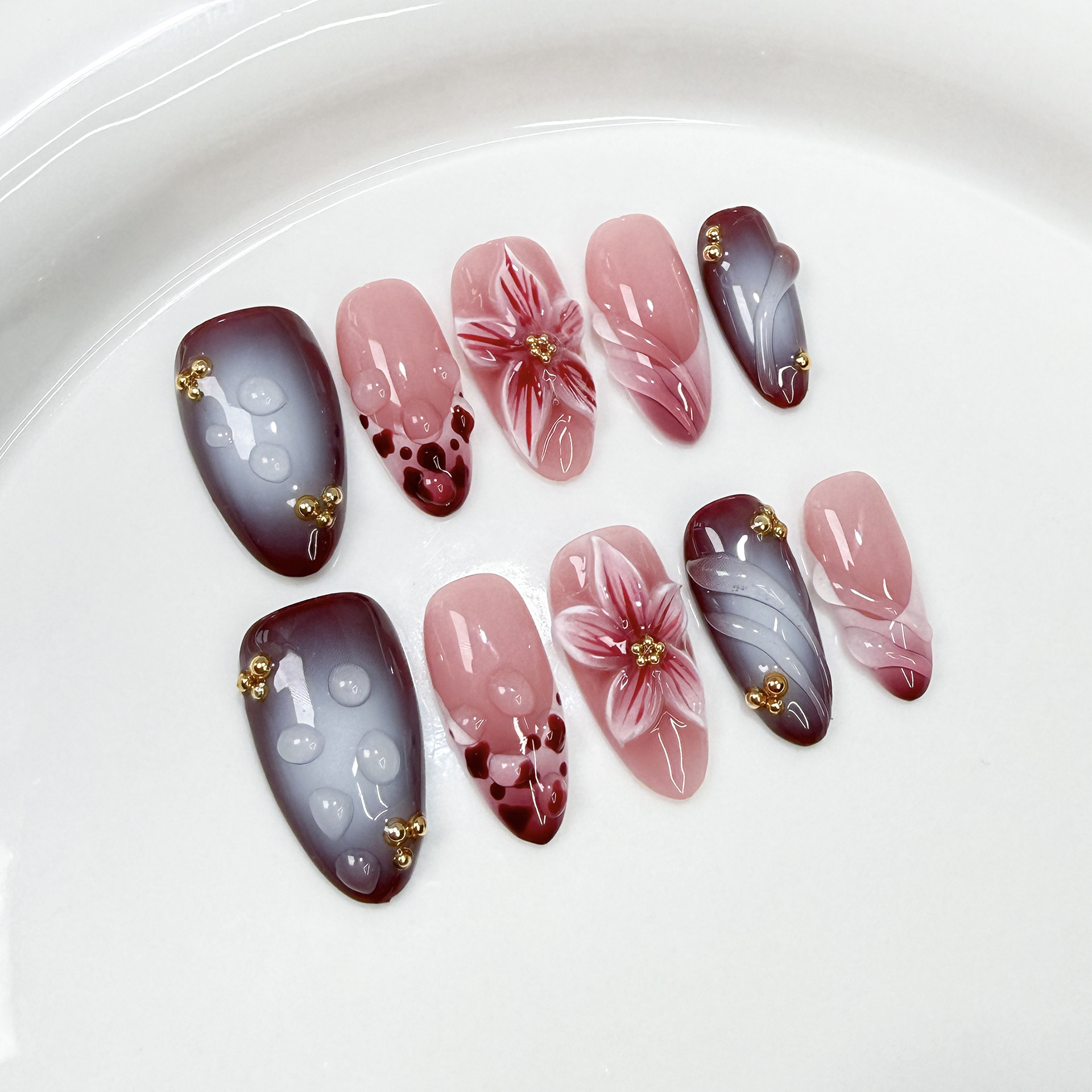 10Pcs Handmade Elegant French  - Nail Art Design ulasan dan harga