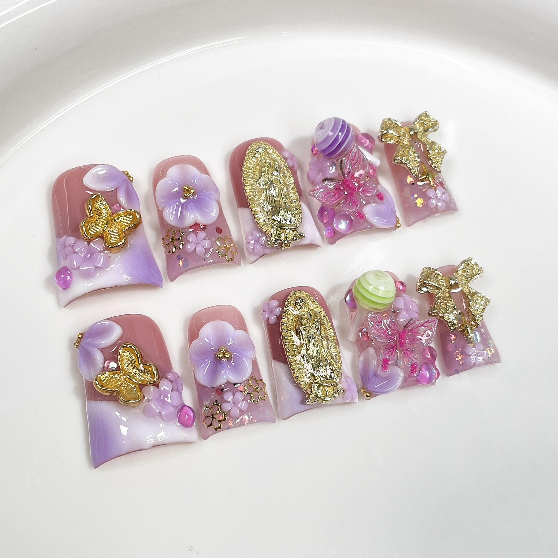 10pcs Ocean Style Fake Nails D - Nail Art Design ulasan dan harga
