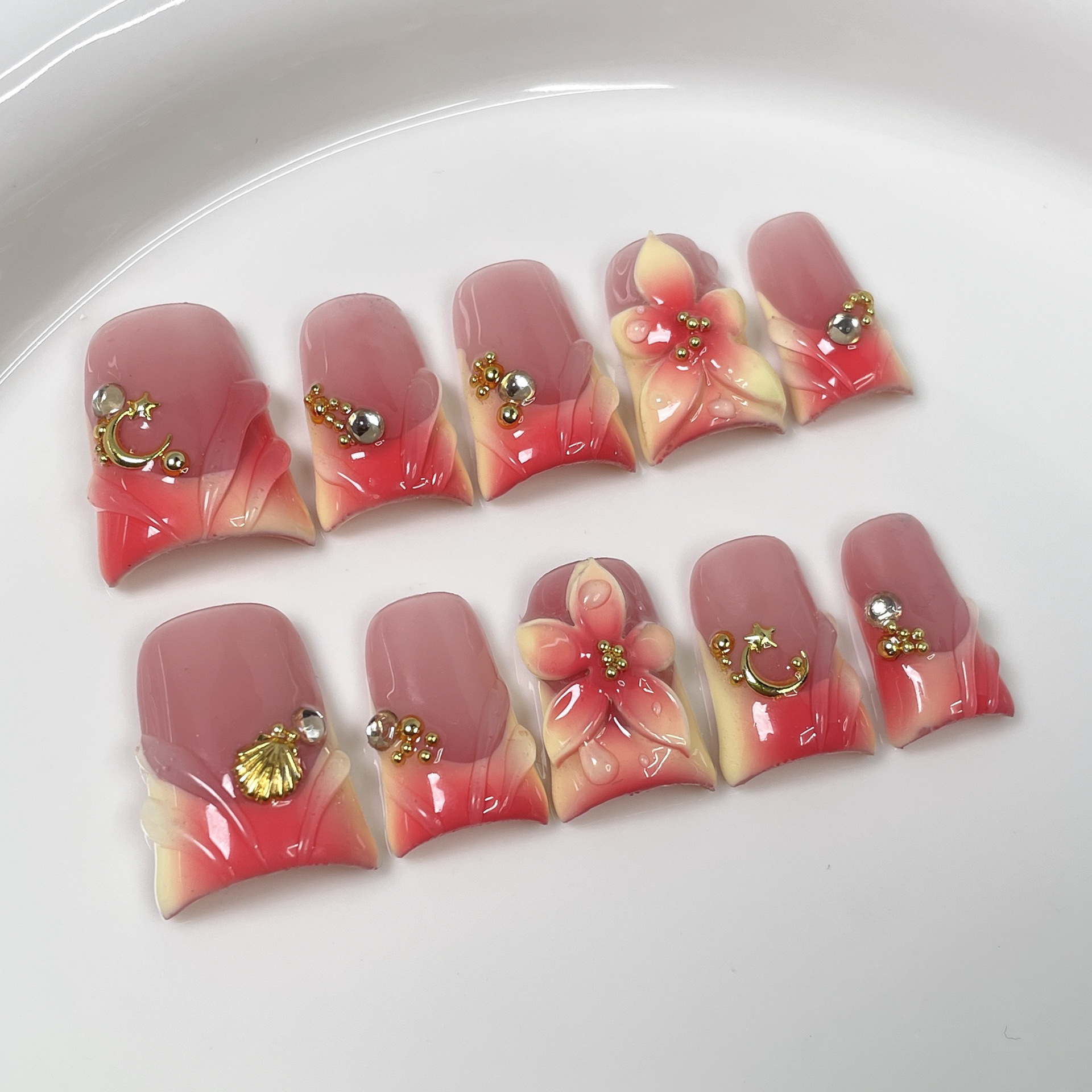 10pcs Ocean Style Fake Nails D - Nail Art Design ulasan dan harga