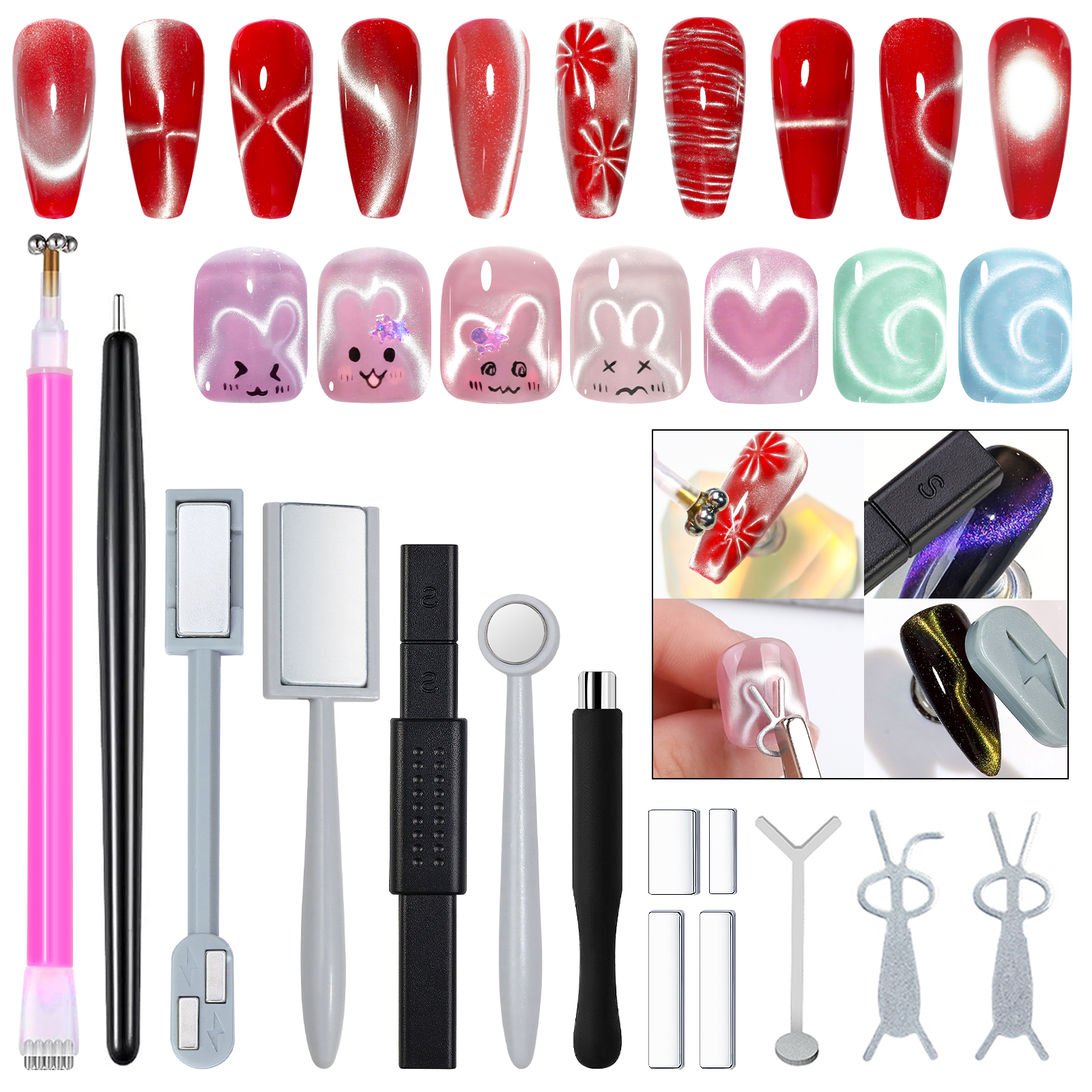 14pcs Cat Eye Nail Magnet Set  - Nail Art Full Color ulasan dan harga