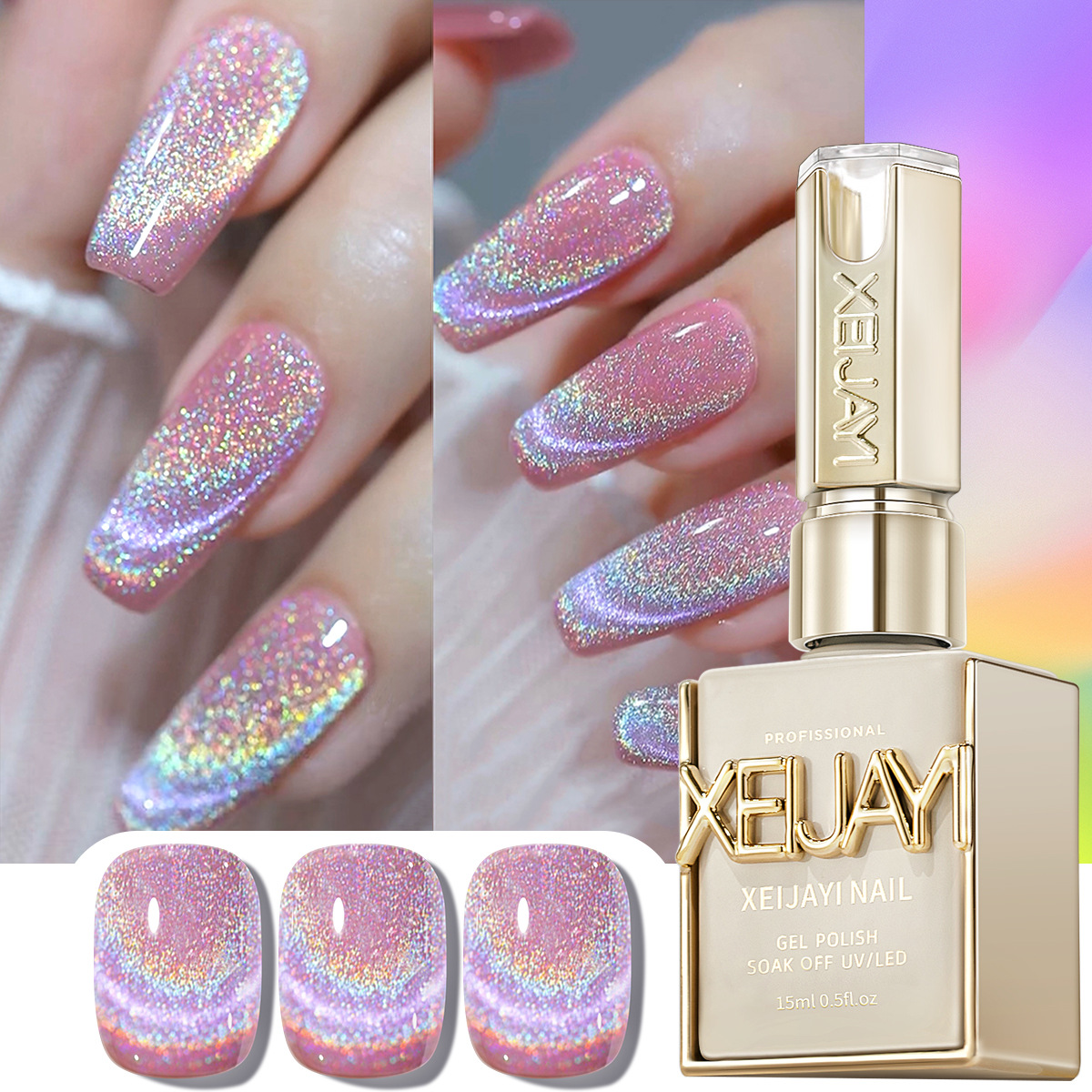 Rainbow cat's eye nail polish, - Nail Art Rainbow ulasan dan harga
