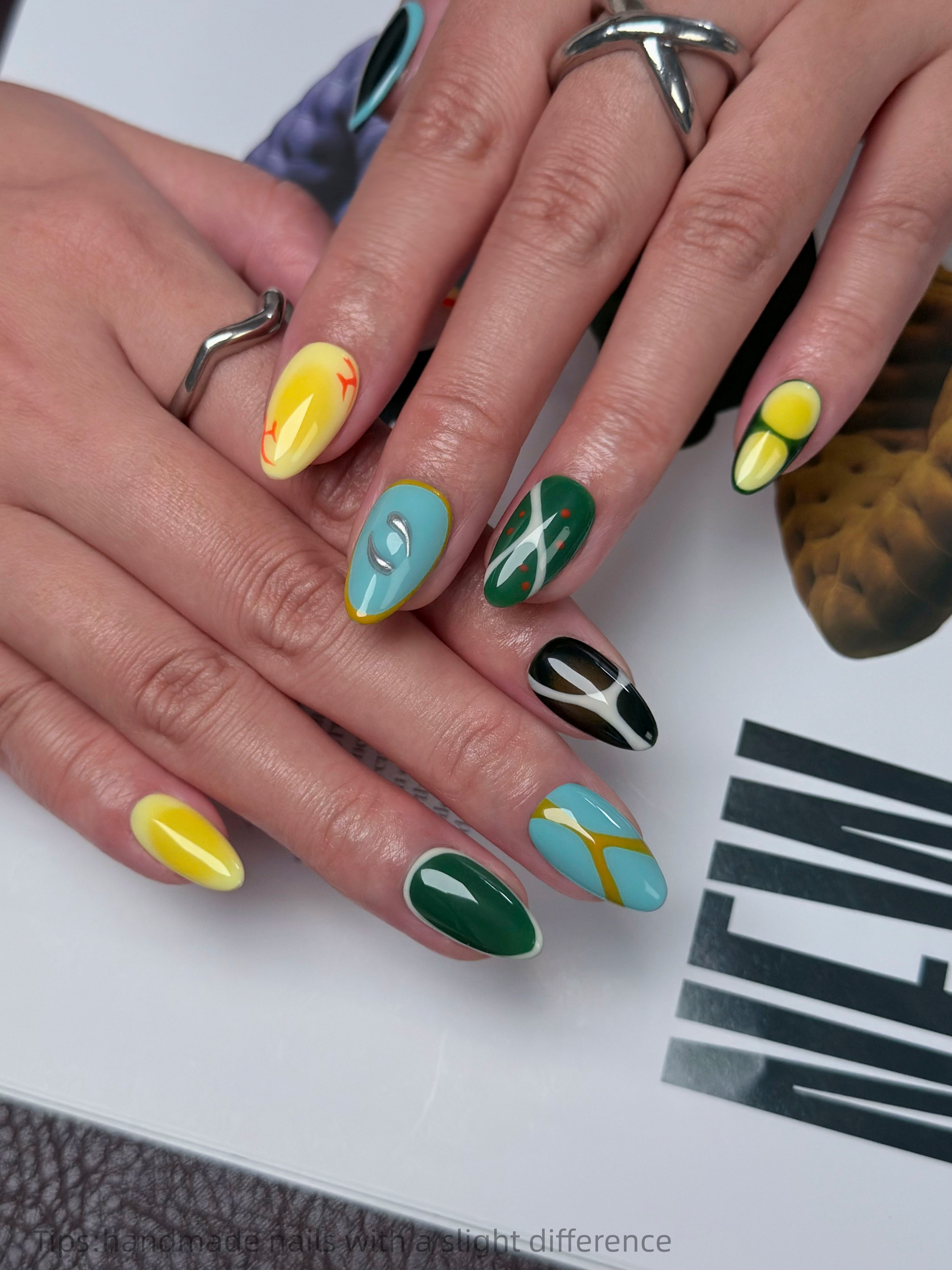 10pcs Handmade Colorful Block  - Nail Art Full Color ulasan dan harga